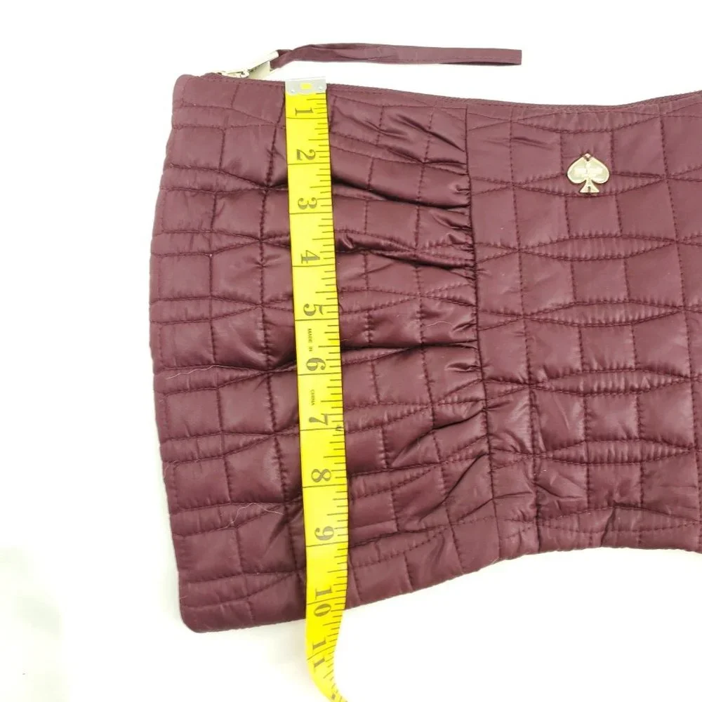 Kate Spade Womens Plum Quilted Classic Clutch Pouch With Gold Hardware